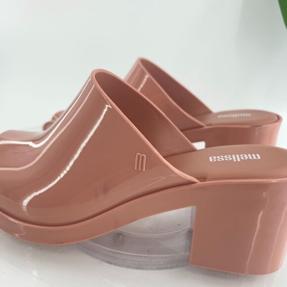 Melissa Women's Mule II Sandal Size 9 Mule Slide Nude Jelly PVC Block Heel Shoe - Picture 7 of 13
